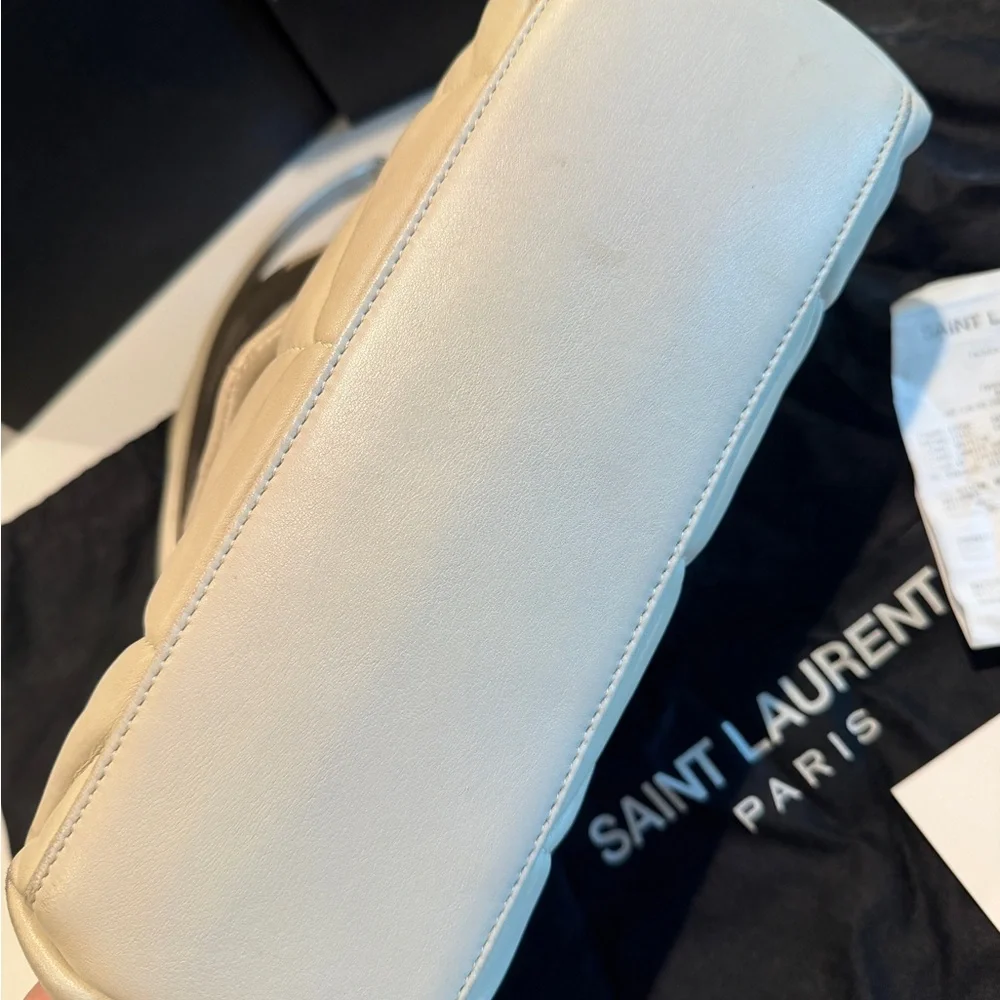 Preloved Saint Laurent Cream Quilted Leather Shoulder Bag FULL SET - Picture 16 of 16